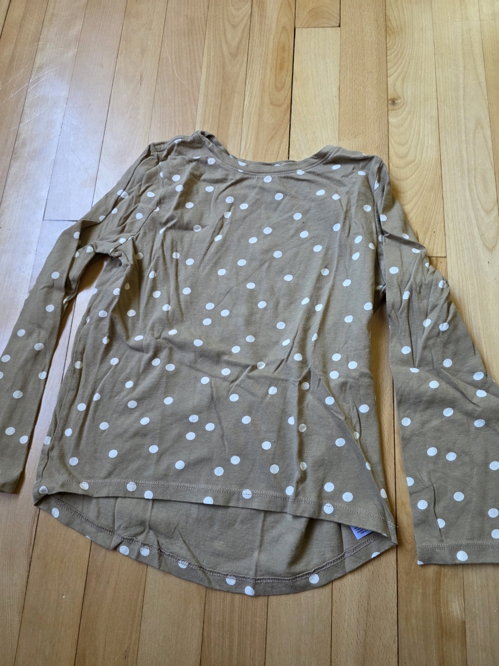 Old Navy Tan Polka Dot Long-Sleeve Tee